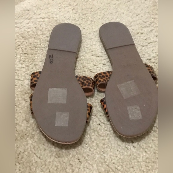 J.Crew Calf Hair Beachside Slide Sandals Leopard, Size 8 - Picture 8 of 9